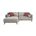 **Nowoczesna narożna sofa z poduszkami w stylu skandynawskim**